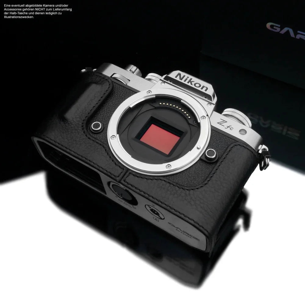 Half Case Bereitschaftstasche | Leder, Nikon, Schwarz | Gariz Design | Kameratasche Für Nikon z Fc Aus Italienischem Leder In Schwarz Von