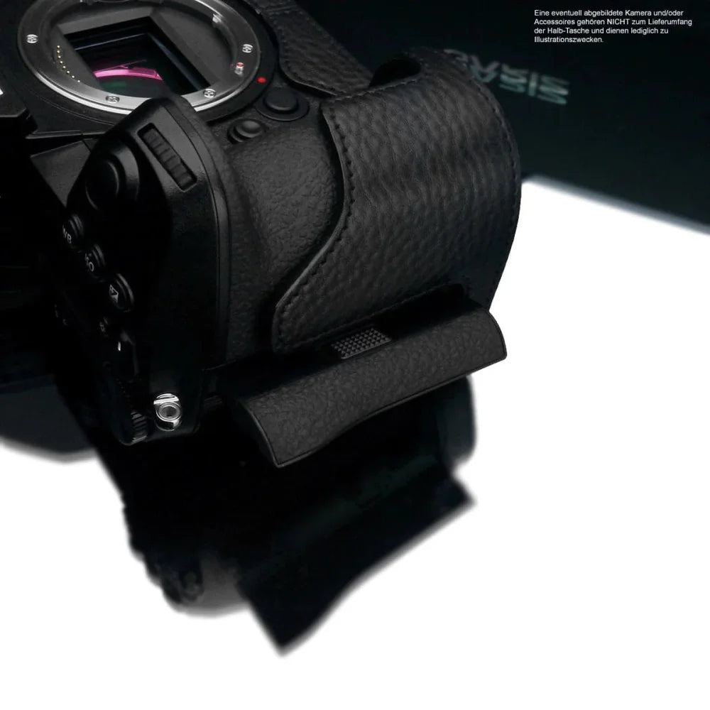 Half Case Bereitschaftstasche | Leder, Panasonic, Schwarz | Gariz Design | Kameratasche Für Panasonic Lumix S1 S1r S1h Aus Leder In Schwarz