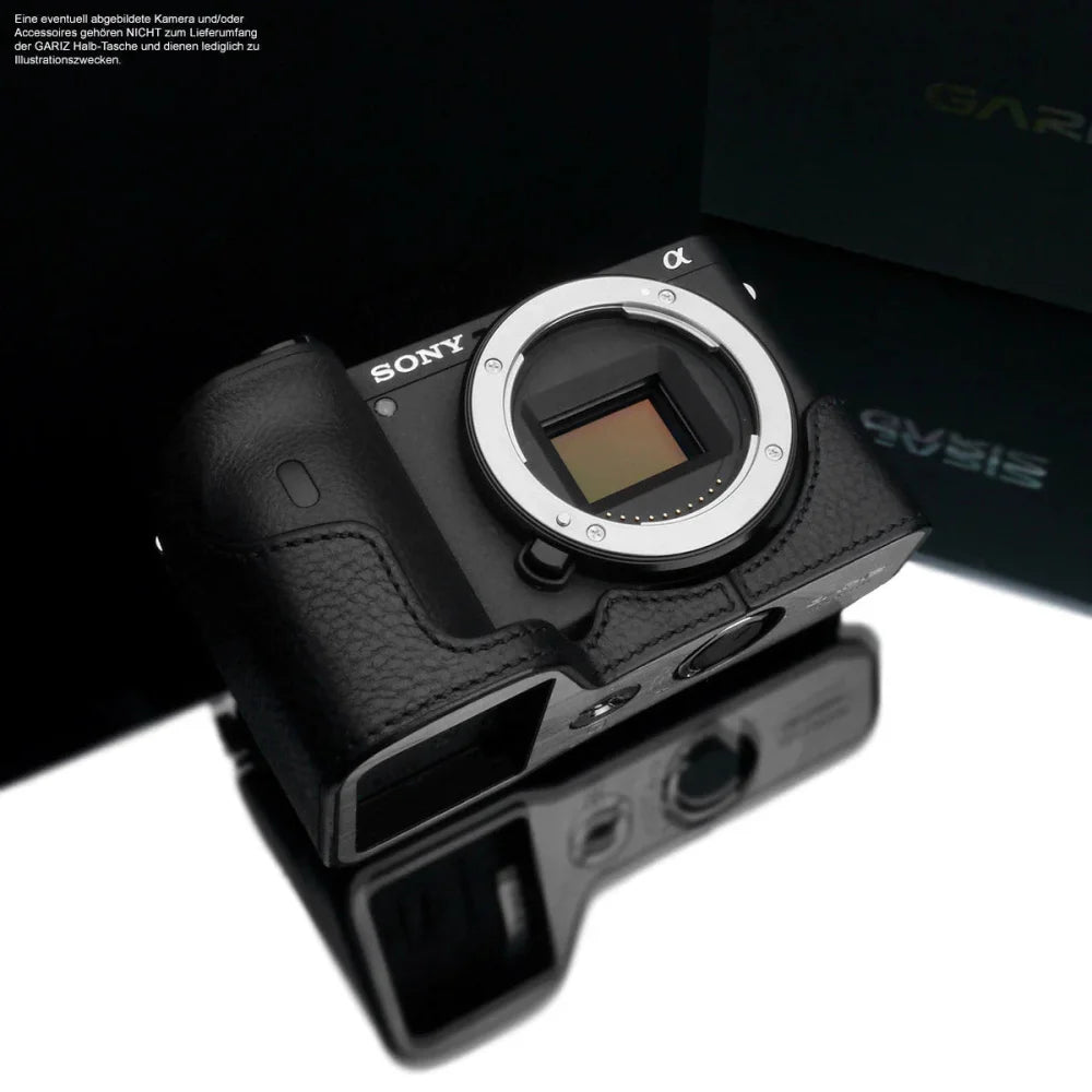 Half Case Bereitschaftstasche | Leder, Schwarz, Sony | Gariz Design | Kameratasche Für Sony A6600 | Ilce-6600 | Aus Leder In Schwarz Von
