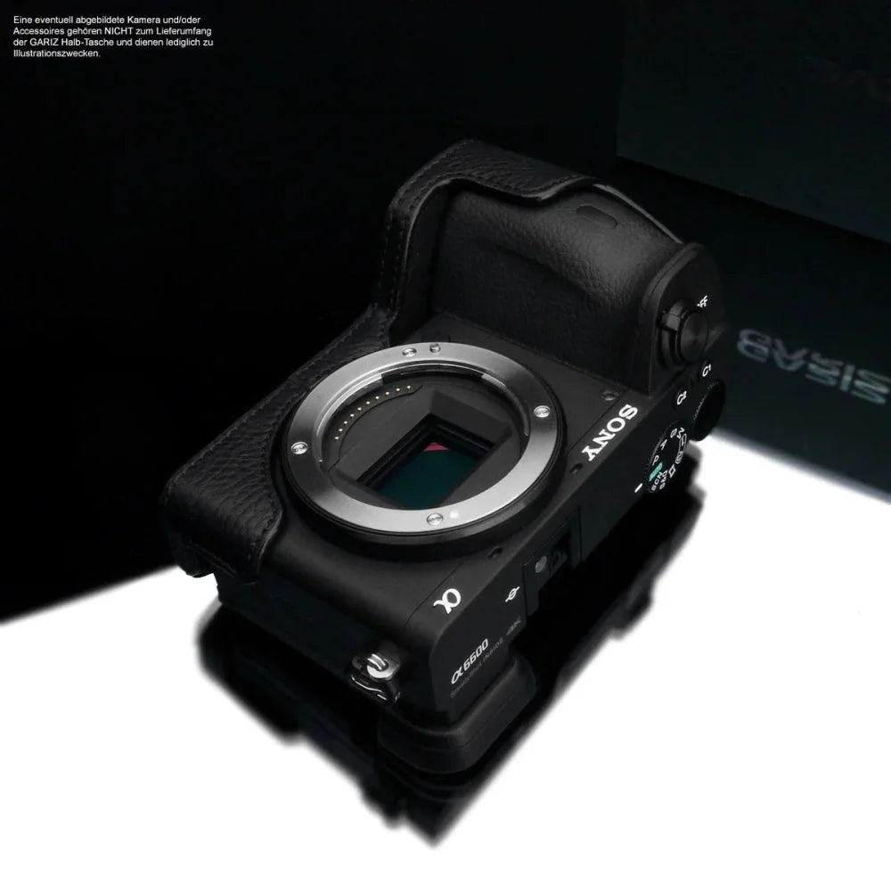 Half Case Bereitschaftstasche | Leder, Schwarz, Sony | Gariz Design | Kameratasche Für Sony A6600 | Ilce-6600 | Aus Leder In Schwarz Von