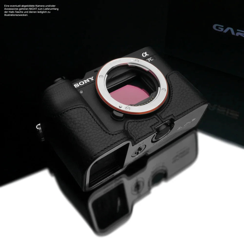 Half Case Bereitschaftstasche | Leder, Schwarz, Sony | Gariz Design | Kameratasche Für Sony A7c | Ilce-7c | Italienisches Leder In Schwarz
