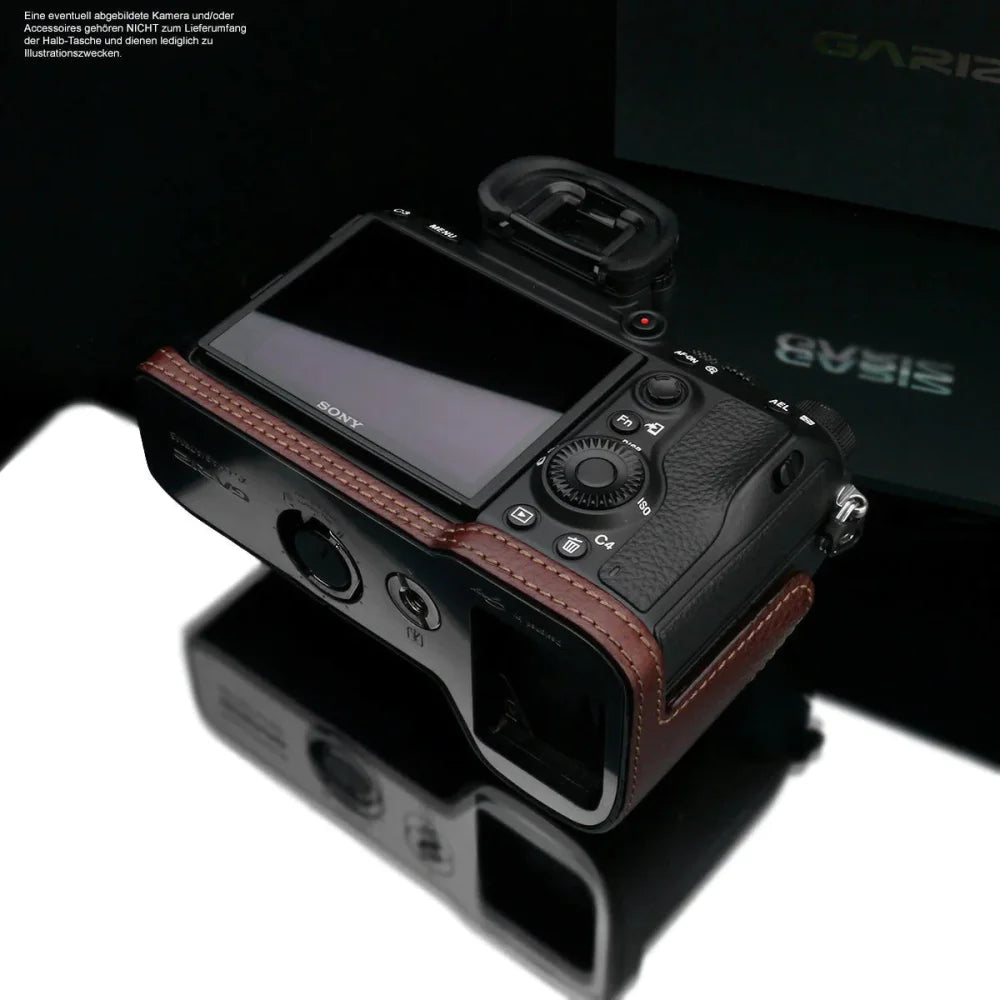 Half Case Bereitschaftstasche | Leder, Schwarz, Sony | Gariz Design | Kameratasche Für Sony Alpha 7 Mark Iii Sony A7r Iii Und Sony A9 In