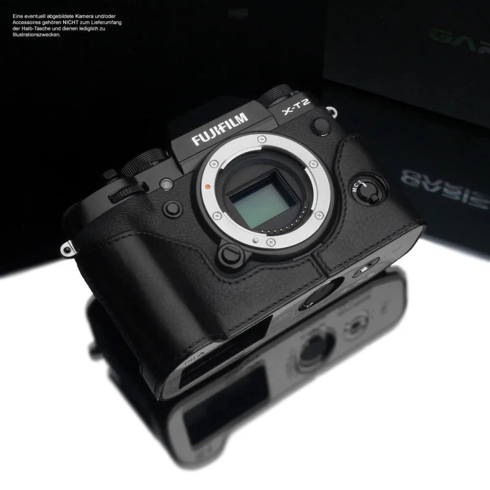 Half Case Bereitschaftstasche | Fuji, Leder, Schwarz | Gariz Design | Kameratasche Ledertasche Tasche Für Fujifilm X-t3 Und X-t2 | Schwarz |
