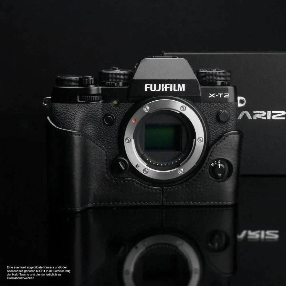 Half Case Bereitschaftstasche | Fuji, Leder, Schwarz | Gariz Design | Kameratasche Ledertasche Tasche Für Fujifilm X-t3 Und X-t2 | Schwarz |