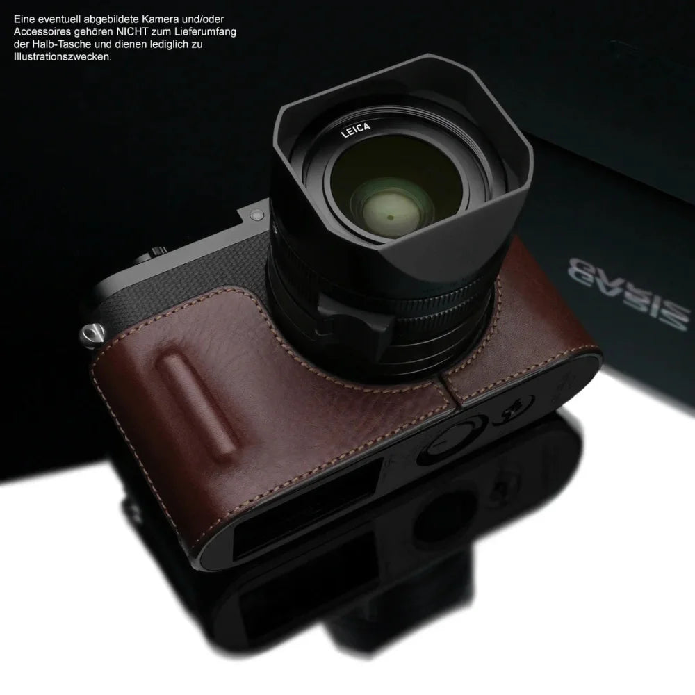Half Case Bereitschaftstasche | Dunkelbraun, Leder, Leica | Gariz Design | Leder Fototasche Für Leica q (typ 116) Und Leica Q-p In Braun Von
