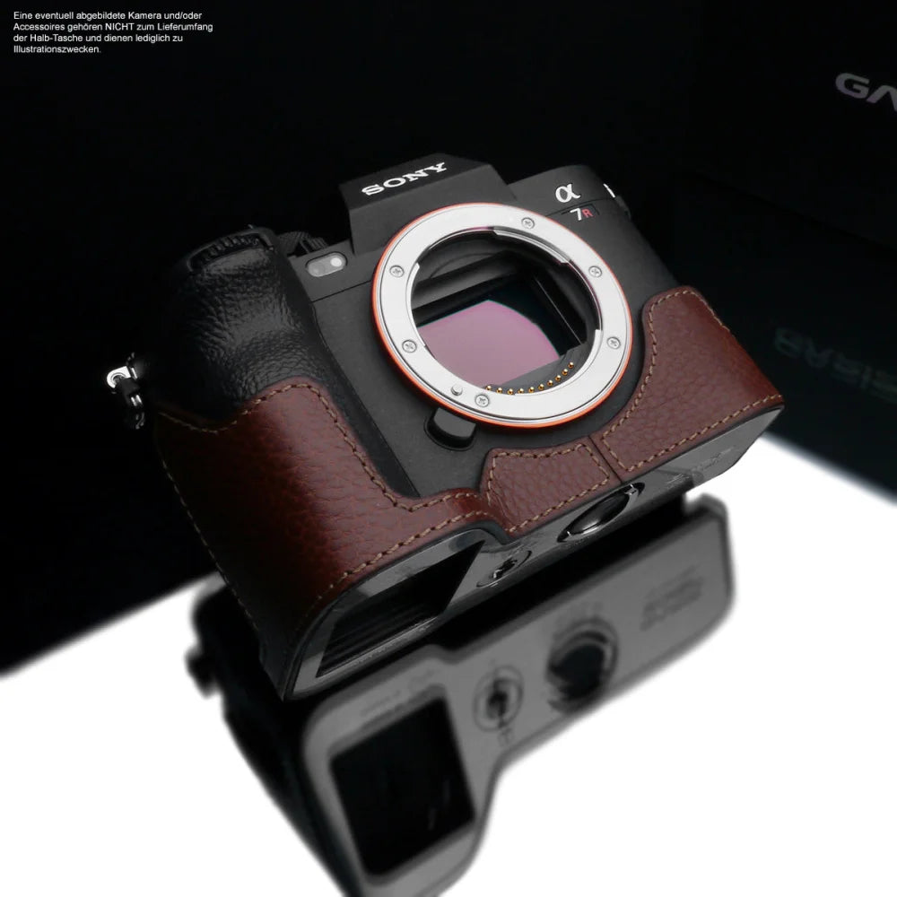 Gariz Design Half Case Bereitschaftstasche | Dunkelbraun - Leder - Sony | Leder Fototasche Für Sony Alpha 7r Mark 5 Bzw. A7r v In Braun Von
