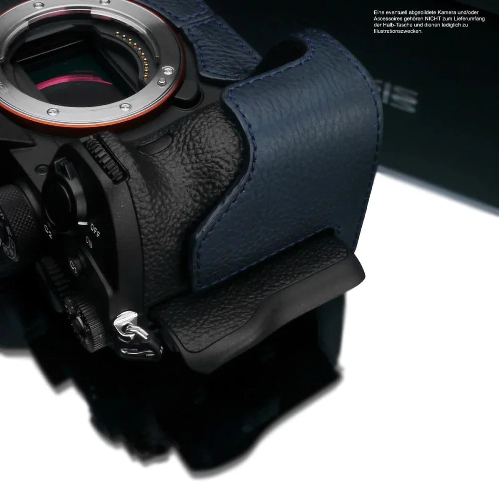 Half Case Bereitschaftstasche | Blau, Leder, Sony | Gariz Design | Leder Fototasche Für Sony Alpha A7r Iv Bzw. Lce-7rm4 | Navy Blau | Gariz