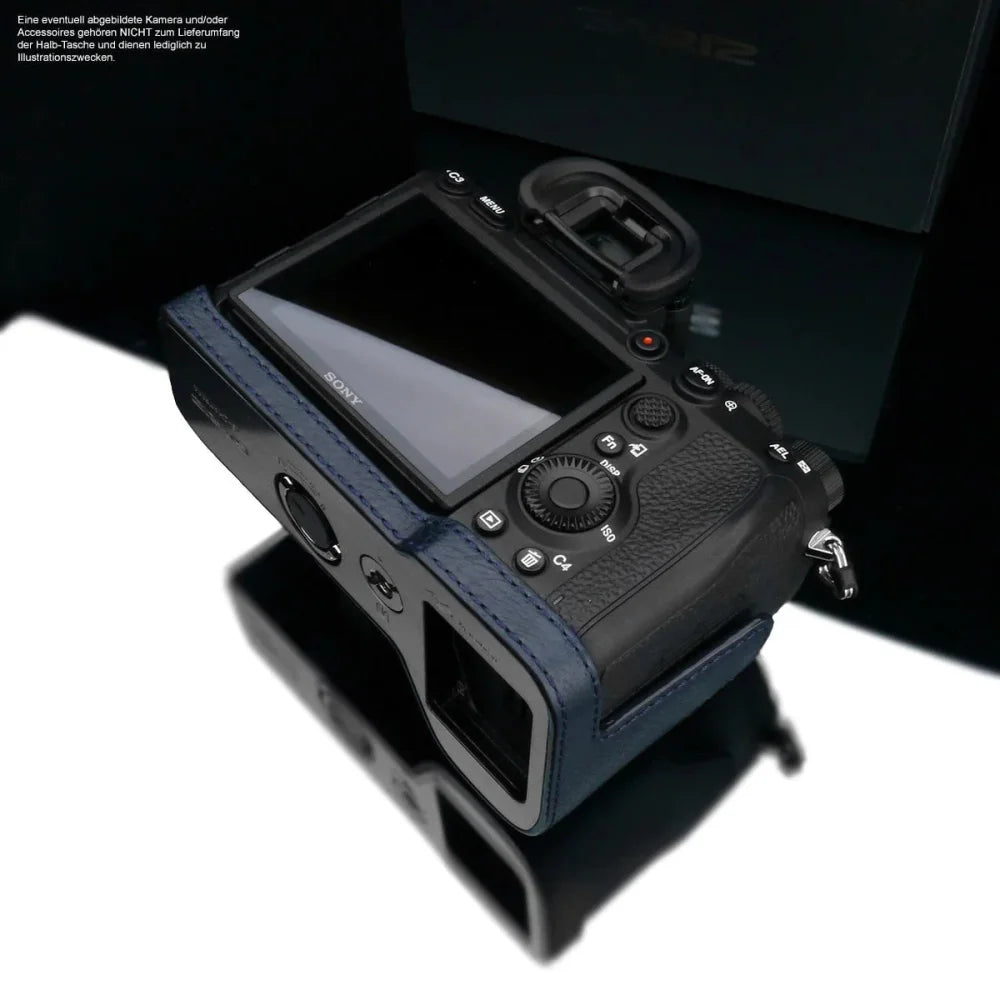 Half Case Bereitschaftstasche | Blau, Leder, Sony | Gariz Design | Leder Fototasche Für Sony Alpha A7r Iv Bzw. Lce-7rm4 | Navy Blau | Gariz