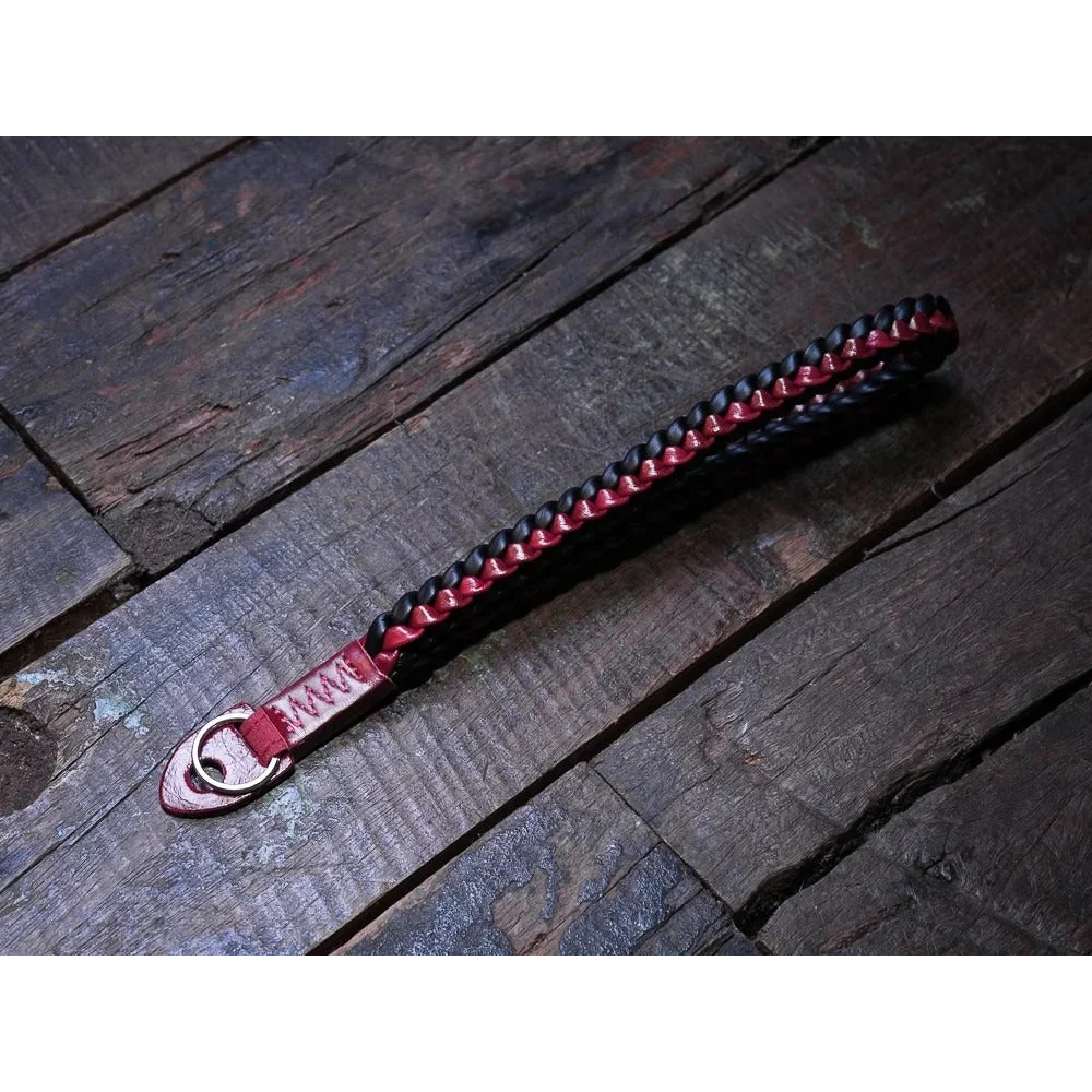Handschlaufe | Leder, Schwarz Und Rot | Barton 1972 | Leder Kamera Handschlaufe | Barton 1972 | Schwarz Rot | Hand Geflochten