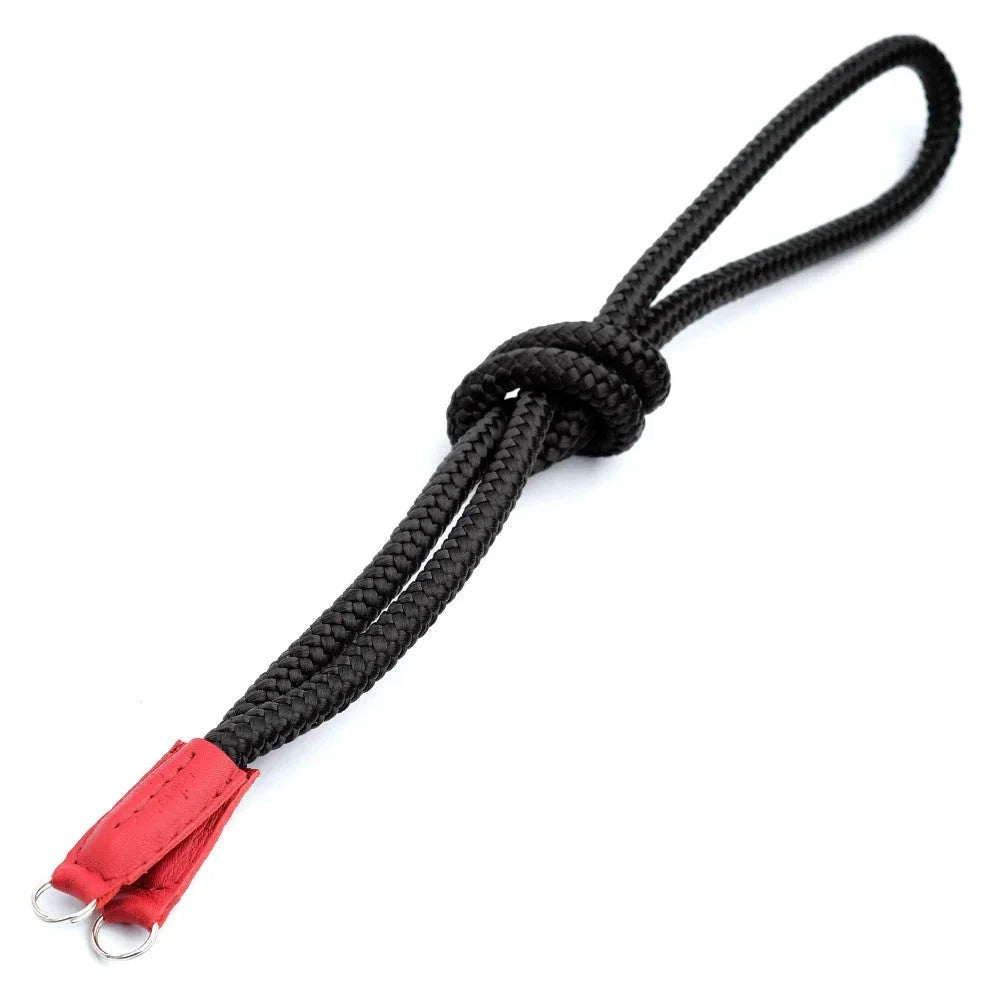 Kameragurte | Leder, Schwarz Und Rot, Seil | Sailor Strap | Leder Kameragurt Aus Seil Von Sailor Strap | Rot Schwarz | Handgefertigt |gr.s