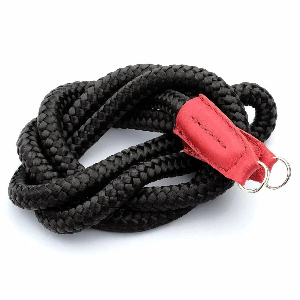 Kameragurte | Leder, Schwarz Und Rot, Seil | Sailor Strap | Leder Kameragurt Aus Seil Von Sailor Strap | Rot Schwarz | Handgefertigt |gr.s