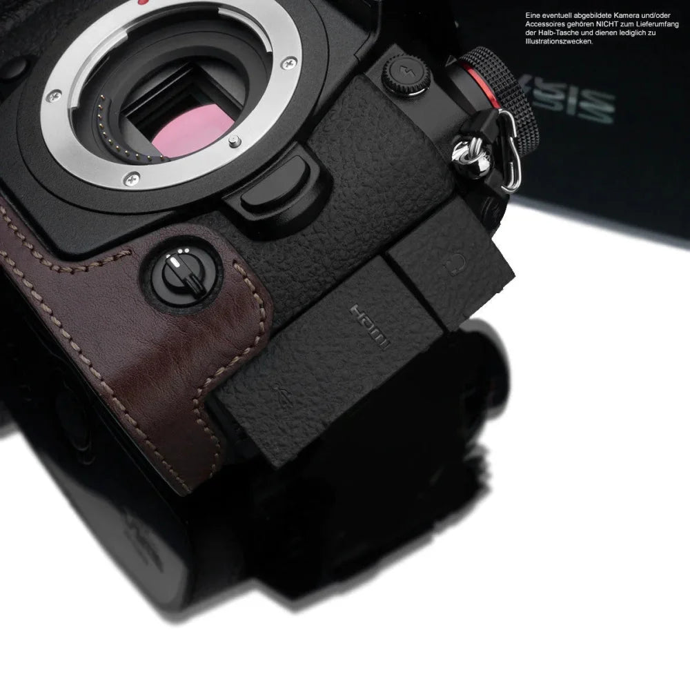 Half Case Bereitschaftstasche | Dunkelbraun, Leder, Panasonic | Gariz Design | Leder Kameratasche Für Panasonic G9 Von Gariz Design In Braun
