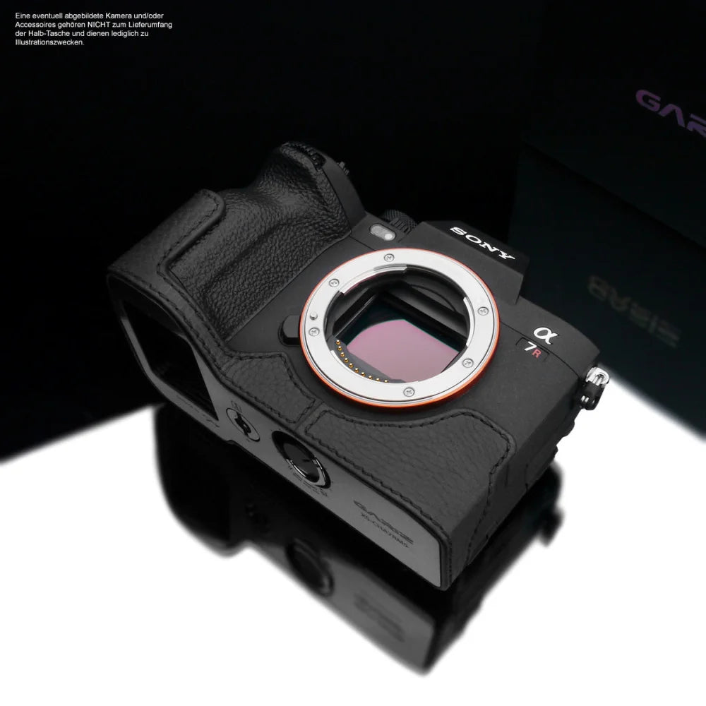 Gariz Design Half Case Bereitschaftstasche | Leder - Schwarz - Sony | Leder Kameratasche Für Sony A7r v Ilce-7rm5 In Schwarz Von Gariz