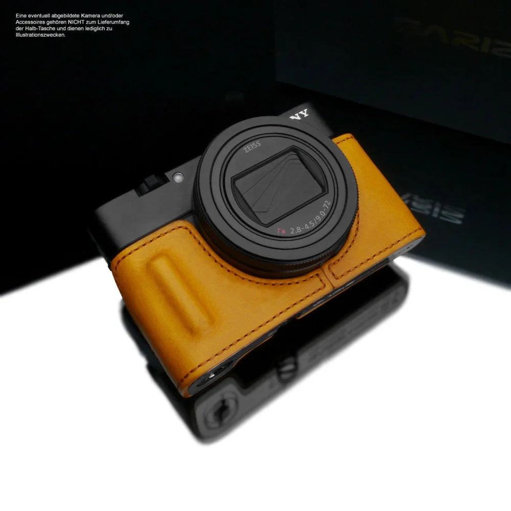 Half Case Bereitschaftstasche | Khaki / Grün, Leder, Sony | Gariz Design | Leder Kameratasche Für Sony Rx100 Vii Rx100 Vi In Gelb Von Gariz