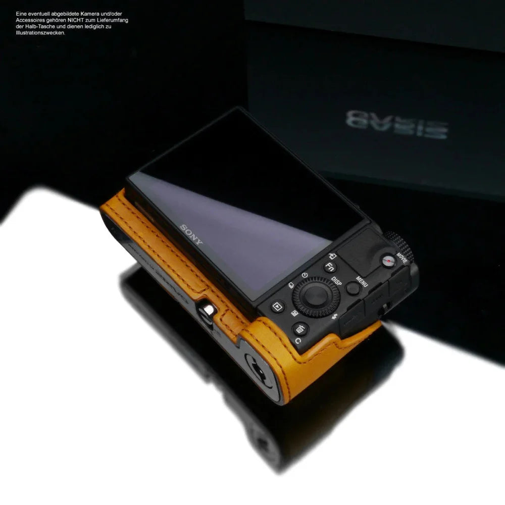 Half Case Bereitschaftstasche | Khaki / Grün, Leder, Sony | Gariz Design | Leder Kameratasche Für Sony Rx100 Vii Rx100 Vi In Gelb Von Gariz