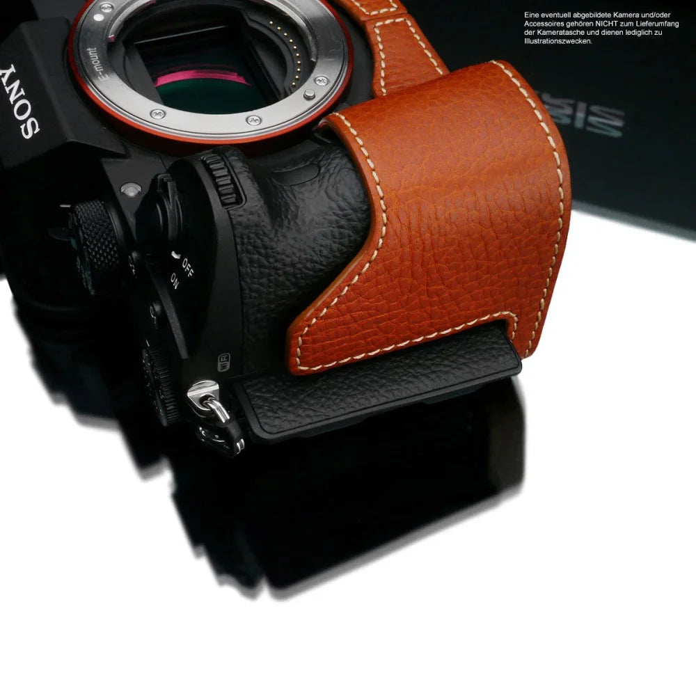Half Case Bereitschaftstasche | Hellbraun, Leder, Sony | Gariz Design | Leder Tasche Für Sony A7 Iii Sony Alpha 7r Iii Und Sony A9 In