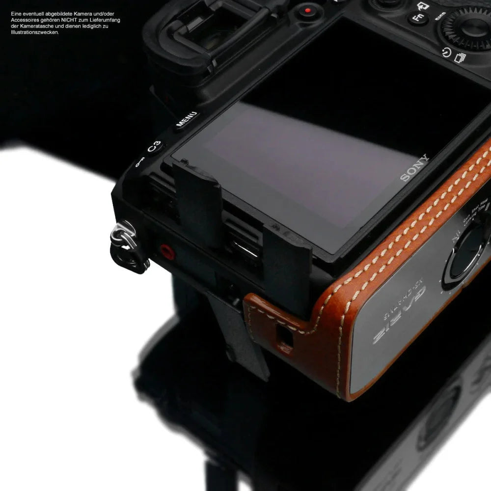 Half Case Bereitschaftstasche | Hellbraun, Leder, Sony | Gariz Design | Leder Tasche Für Sony A7 Iii Sony Alpha 7r Iii Und Sony A9 In