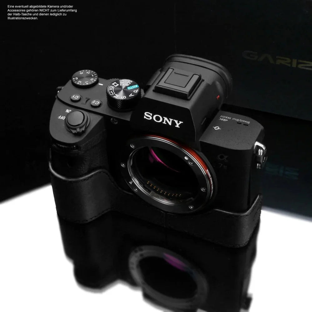 Half Case Bereitschaftstasche | Leder, Schwarz, Sony | Gariz Design | Leder Tasche Für Sony Alpha A7r Iii Sony Alpha 7 Iii Sony A9 In
