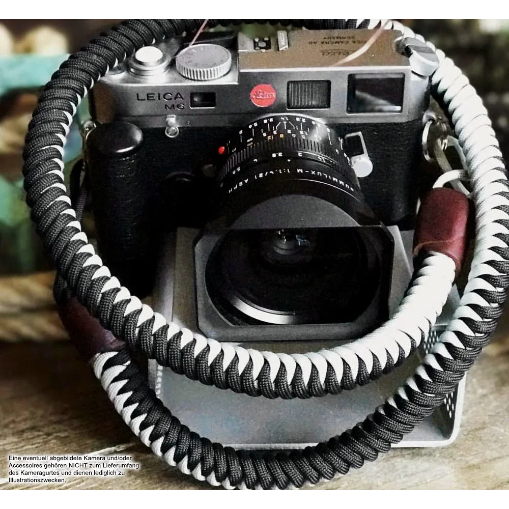 Kameragurte | Leder, Schwarz, Seil | Monarch Vii | Paracord Seil Kameragurt Von Monarch Straps Vii | Schwarz Weiß | Handmade |gr.l