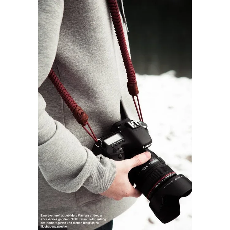 Kameragurte | Leder, Rot, Seil | Monarch Vii | Paracord Tragegurt Für Kamera In Rot | Monarch Straps Boa | Handgefertigt |gr.xl