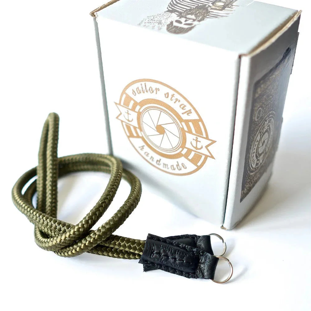 Kameragurte | Khaki / Grün, Leder, Seil | Sailor Strap | Schultergurt Für Kamera Aus Seil Und Italienischem Leder | Khaki Grün | Handmade