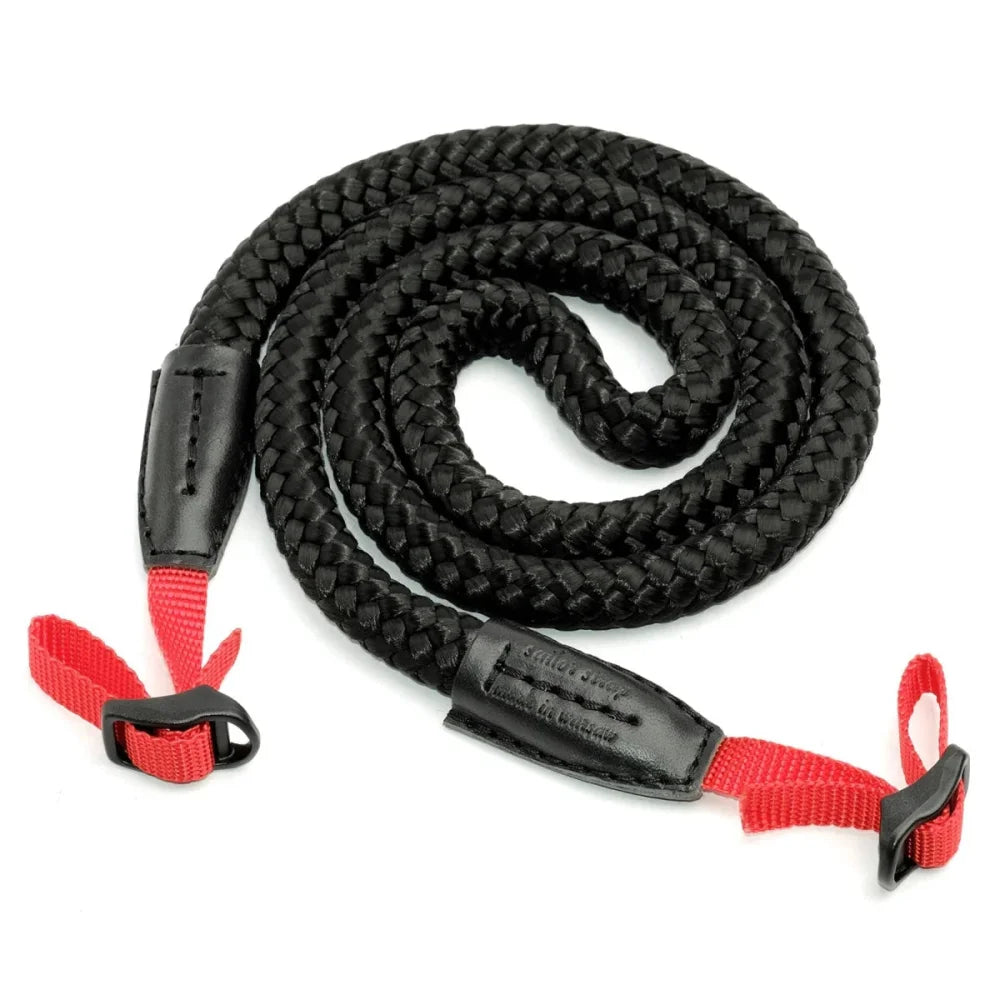 Kameragurte | Leder, Schwarz, Seil | Sailor Strap | Seil Kameragurt Für Z.b. Leica Kameras In Schwarz Mit Rot Von Sailor Strap