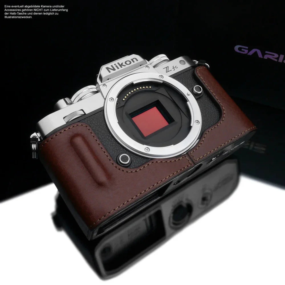 Half Case Bereitschaftstasche | Dunkelbraun, Leder, Nikon | Gariz Design | Tasche Für Nikon Zfc Kamera Aus Hochwertigem Leder In Braun Von