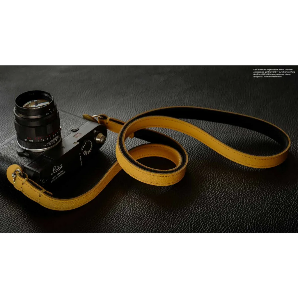 Kameragurte | Gelb / Gold, Leder | Rock n Roll Camera Straps And Bags | Vintage Leder Kameragurt In Gelb Schwarz Von Rock n Roll Straps |
